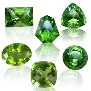 Peridot cut gemstones