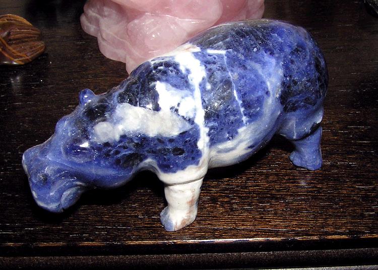 Sodalite carved into Hippo figure